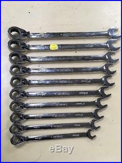 10 pc Metric Flank Drive Plus Reversible Ratcheting Combination Wrench Set