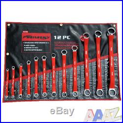 12PC Heavy Duty Mirror Polished Large Offset Ring Spanner Set & Pouch