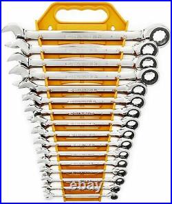 12 Point Ratcheting Combination Wrench Set 16 Piece Metric chrome New USA STOCK