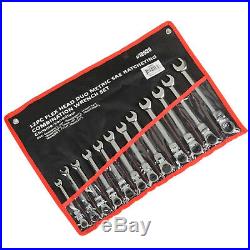 12pc Flex Head Duo Metric And SAE Ratcheting Combination Wrench Set