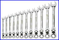 12pc Metric Reversible Ratcheting Combo Flex Head Wrench Set 8mm-19mm Williams