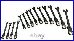 14pc METRIC COMBINATION RATCHETING Flexible WRENCH SET Ratchet Combo with Wall Bag