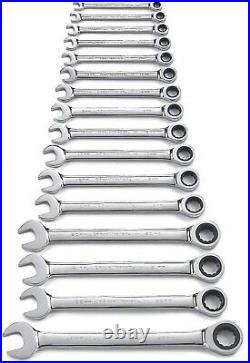 16 Pc. Ratcheting Combination Wrench Set with Tray, Metric 9416, Silver