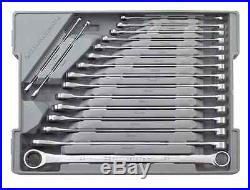 17-Piece Ratcheting Master Wrench Set Double Box Metric Heavy Duty Steel withTray