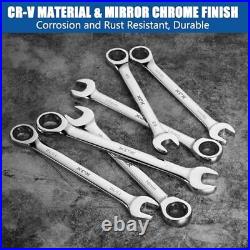 24PCS Ratcheting Combination Wrench Set SAE & Metric 12 Point 24-PIECE