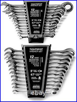 24pc Ratcheting Wrench Set Including Inch Metric Wrench Sets From Gear to Tip