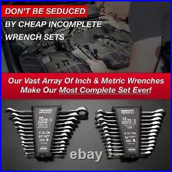 24pc Ratcheting Wrench Set Including Inch Metric Wrench Sets From Gear to Tip