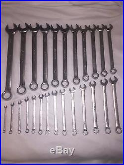 26 PC Armstrong Long Combination Satin Finish Wrench Set Metric 12 pt USA snapon