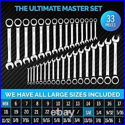 33pcs Ratcheting Wrench Set Large wrench set metric standard Complete wrench set