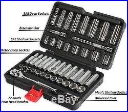 3/8 Socket Wrench Set Kit Auto Repair Mixed Hand Tool Mechanics Metric & SAE