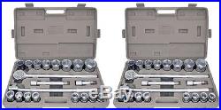 42pc METRIC SAE 3/4 Drive Socket Set w Storage Case Jumbo Ratchet Wrench $0 SHIP
