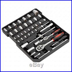 599 PCS Hand Tool Set Mechanics Metric Ratchet Wrench Kit Trolley Castors Box