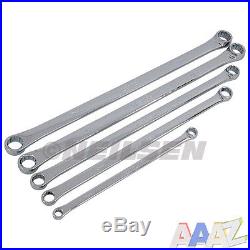 5pc Pro Extra Long Flat Ring Spanner Set 8mm to 19mm Long Reach Spanners Wrench