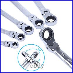 6Pack Double Box End Ratcheting Wrench Flex Head Extra Spanners Metric Universal