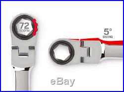 6-pc. Extra Long Flex-Head Ratcheting Box End Wrench Set (8-19 mm) TEKTON 77164