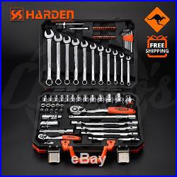 77pcs Socket Set 1/2 1/4 Metric Tool Kit Combination Spanners Wrenches Bits