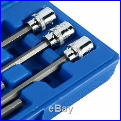 7pcs Extra Long End Hex Bit Allen Key Socket Set 3/8 Drive Metric 3mm-10mm NEW