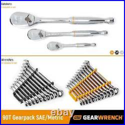 90T Gearpack SAE/Metric Ratcheting Wrench and Ratchet 25 Piece Tool Set