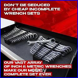 90-Tooth Ratcheting Wrench Set Quick, Faster, Precise, Durable Metric