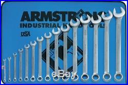 ARMSTRONG 52-682 15 Pc. 12 Point Metric Satin Finish Long Combination Wrench Set