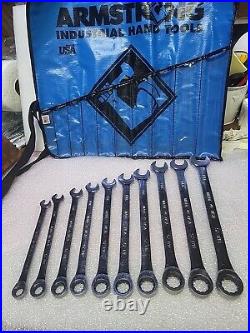 Armstrong 10 Pc. Long Metric Ratcheting Combination Wrench Set. USA