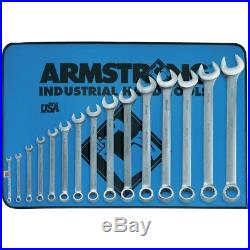 Armstrong 52-682 15 Piece 12 Point Satin Finish Long Combination Wrench Set USA