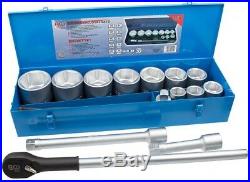BGS Germany 15-pcs Reversible Ratchet Wrench Metric Socket Set 1 Drive 36-80mm