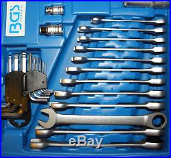 BGS Germany 176-pcs Ratchet Wrench Metric SAE AF Socket Set 1/2dr 3/8dr 1/4dr