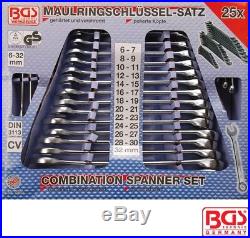 BGS Germany 25-pieces Quality Combo Open & Ring Ended Spanner Set Metric 6-32mm