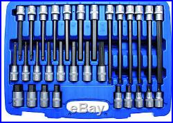 BGS Germany 30-pcs Metric Socket Set Allen Key Set Internal Hex 5-19mm 1/2drive