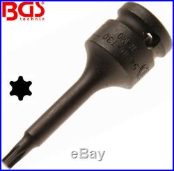 BGS Germany 9-pcs Impact Bit 1/2 Drive 1/2 inch Metric Socket Set Torx T20-T70