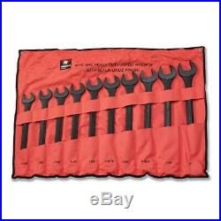 Black Oxide SAE Jumbo Combo Wrench Set 10 PC Professional Grade Quality WithPouch