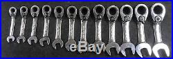 Blue Point Stubby Ratcheting Metric Combination Wrench Set 8-19mm BOERMS712 12PC