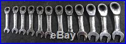 Blue Point Stubby Ratcheting Metric Combination Wrench Set 8-19mm BOERMS712 12PC