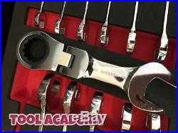 Britool Hallmark 8-19mm Short Stubby Ratchet Flexi Spanner Wrench Set In Foam