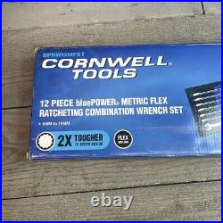 CORNWELL Tools BPRW12MFST 12pc bluePower Metric Flex Ratcheting Combo Wrench Set