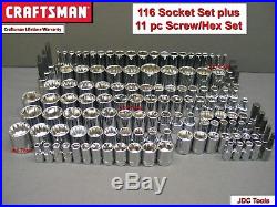 CRAFTSMAN 116pc 1/4 3/8 1/2 Dr SAE METRIC MM 6pt 12pt ratchet wrench socket set