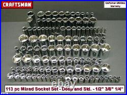CRAFTSMAN Socket Set Hand tools 113 pc 1/4,3/8,1/2 SAE&MM ratchet wrench set new