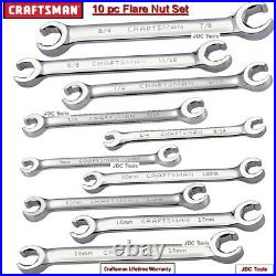 CRAFTSMAN TOOLS 10 pc SAE and MM Flare Nut Wrench Set 9-18 MM 1/4-7/8 SAE