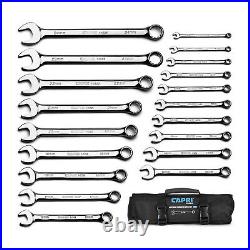Capri Tools Combination Wrench Set, 19-Piece, Metric, Heavy-Duty Canvas Pouch