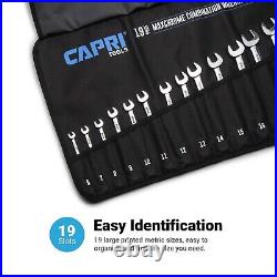 Capri Tools Combination Wrench Set, 19-Piece, Metric, Heavy-Duty Canvas Pouch