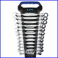 Capri Tools Ratcheting Wrench Set, True 100-Tooth, 8 to 19 mm, Metric, 12-Piece