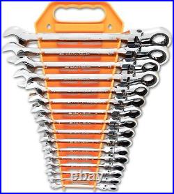 Combination Wrench Set Ratcheting Flex 16 Pc Wrench Rack, Metric 9902D