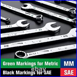 Combination Wrench Set Sae 5/16 To 3/4 Metric 8mm To 19mm 16piece Superrome Fi