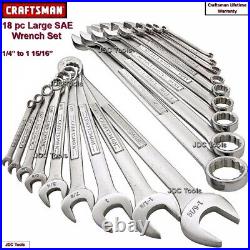 Craftsman 18 pc Combination Wrench Full Set Standard 12pt SAE 1/4 to 1-5/16