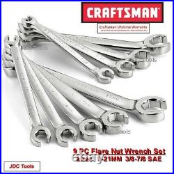 Craftsman Full Polish 9 pc Std Metric Line Flare Nut Wrench Set (3/8-7/8, 9-21)