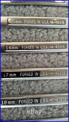Craftsman Metric 12 pt Combination Wrench 17 pc Set Made In USA 6mm to 22mm