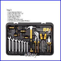DEKO 255 Piece Tool Set with Rolling Tool Box Metric Socket Wrench Hand Tool Kit