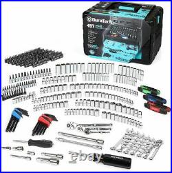 DURATECH 497PC Mechanics Tool Set Socket Ratchet Kit SAE/Metric with3 Storage Case