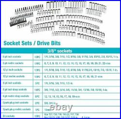 DURATECH 497PC Mechanics Tool Set Socket Ratchet Kit SAE/Metric with3 Storage Case